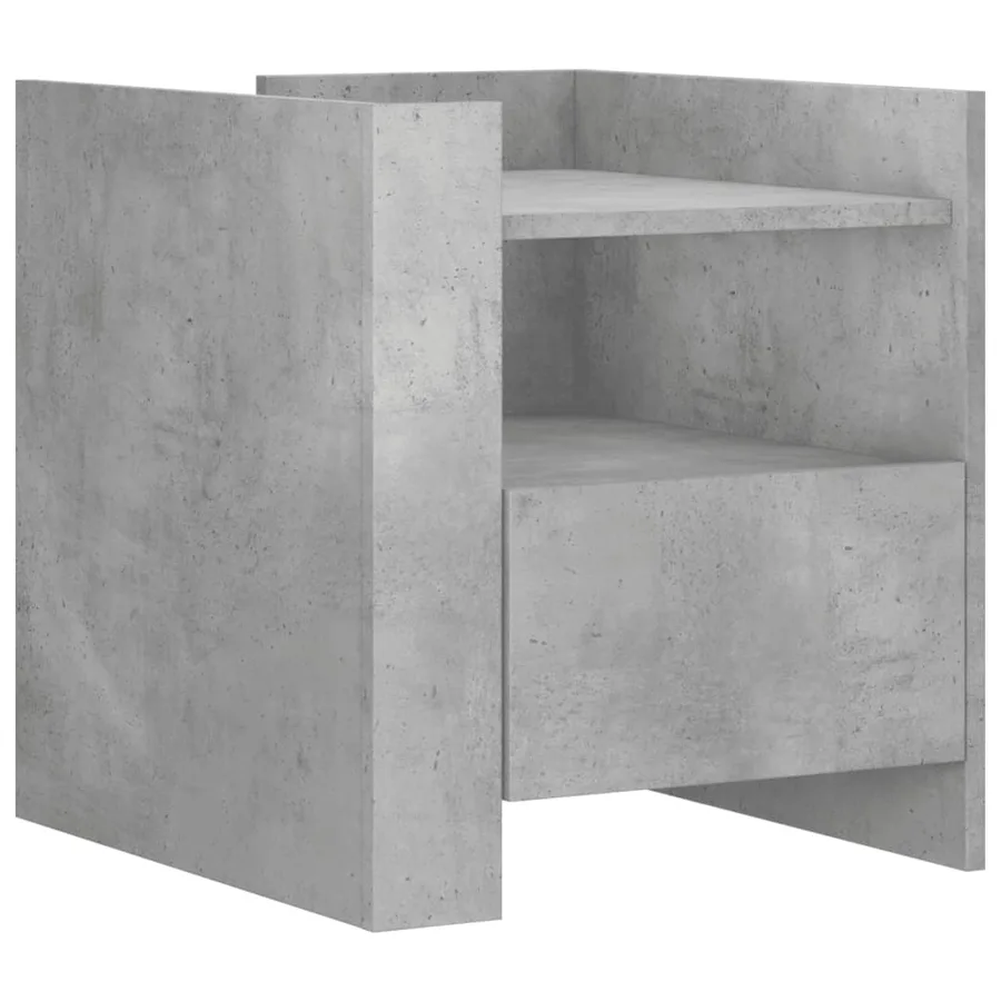 Table de chevet gris béton 45x50x50 cm bois d’ingénierie - 2