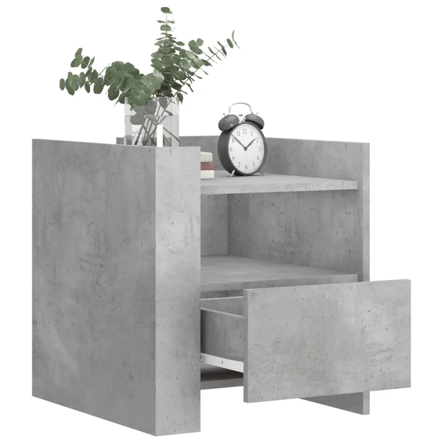 Table de chevet gris béton 45x50x50 cm bois d’ingénierie - 3