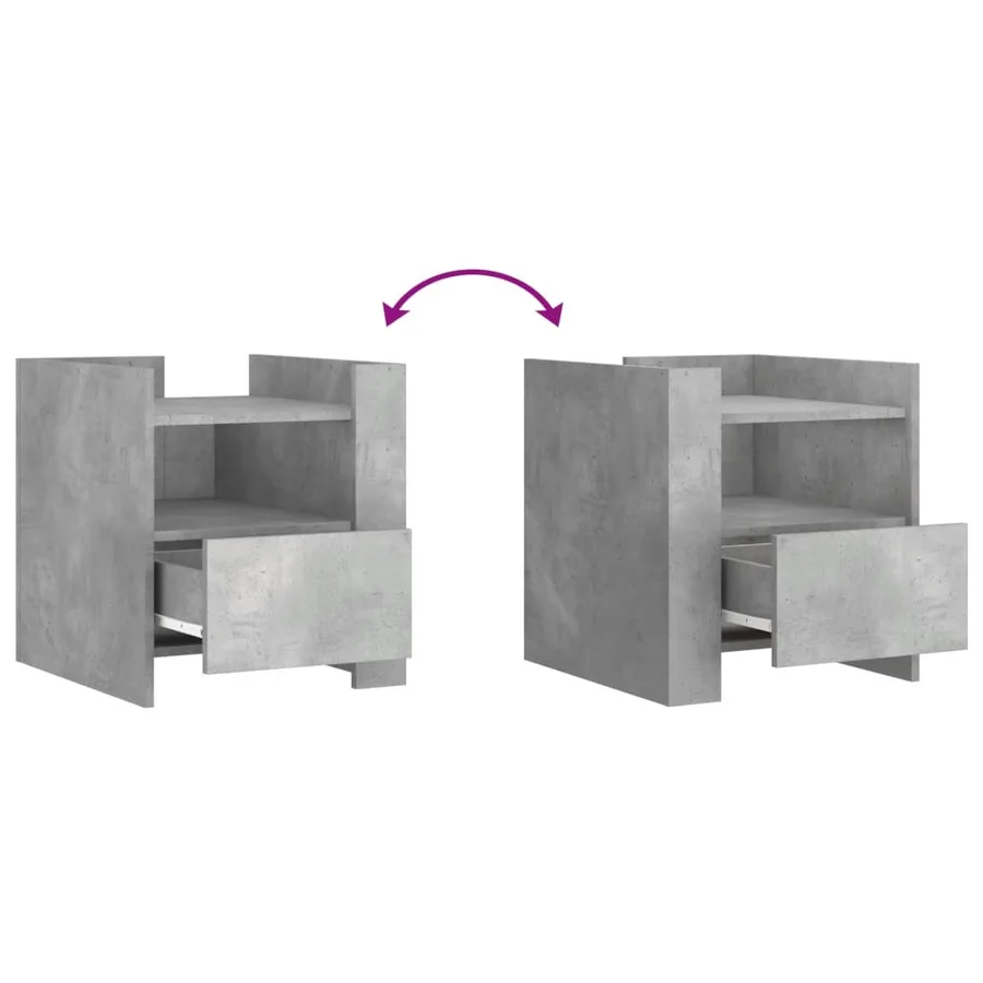 Table de chevet gris béton 45x50x50 cm bois d’ingénierie - 8