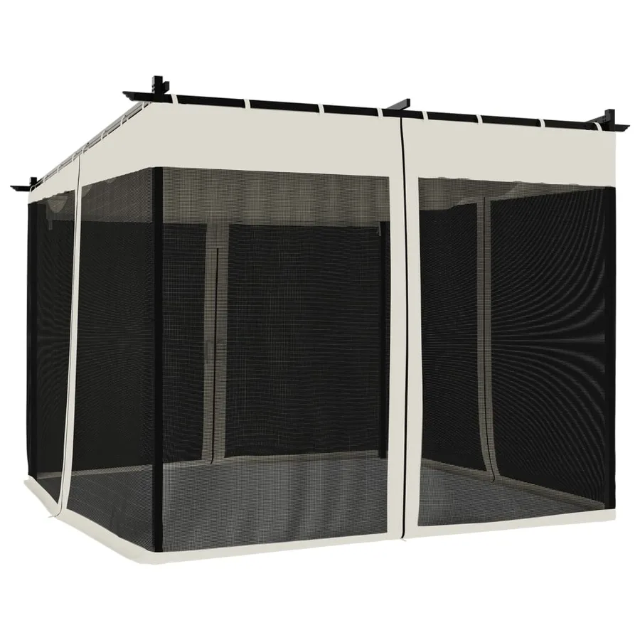 Tonnelle avec parois en filet crème 3x3 m acier - 6