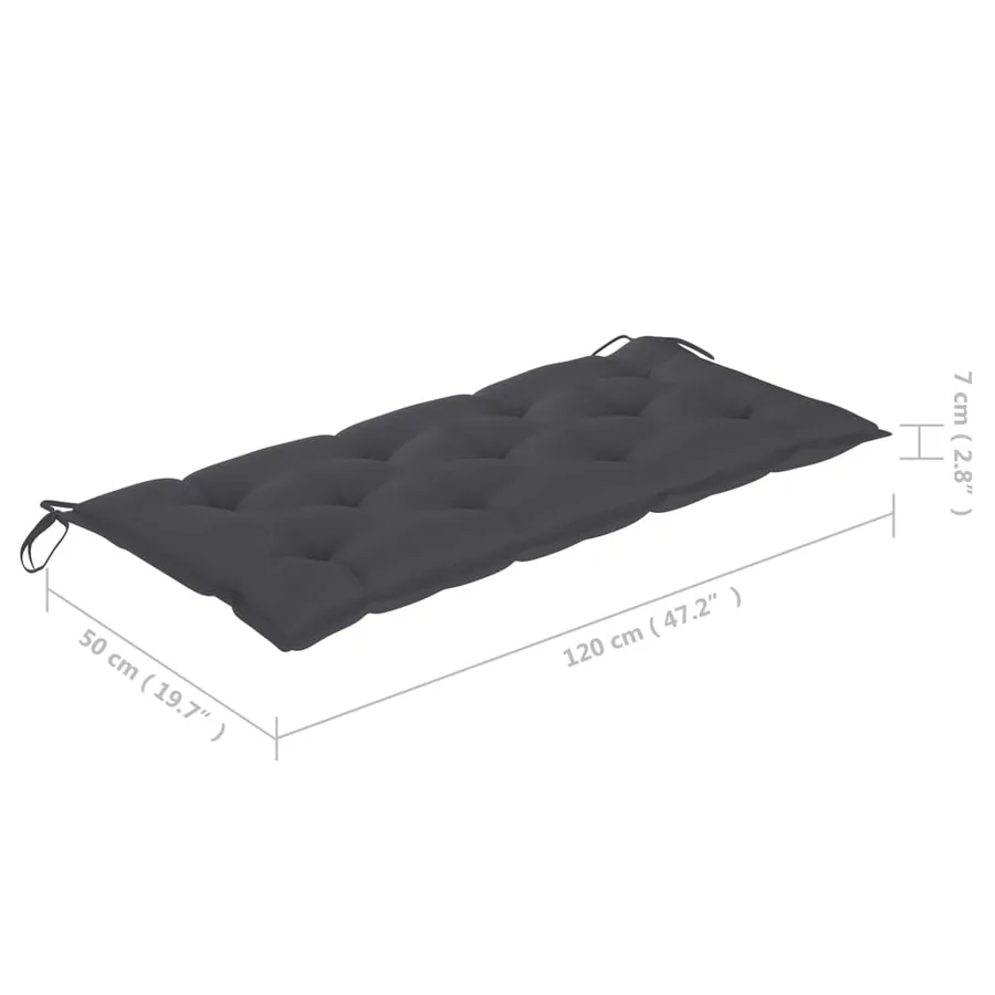 Banc de jardin empilable et coussin 128,5cm Bois de teck massif - 12