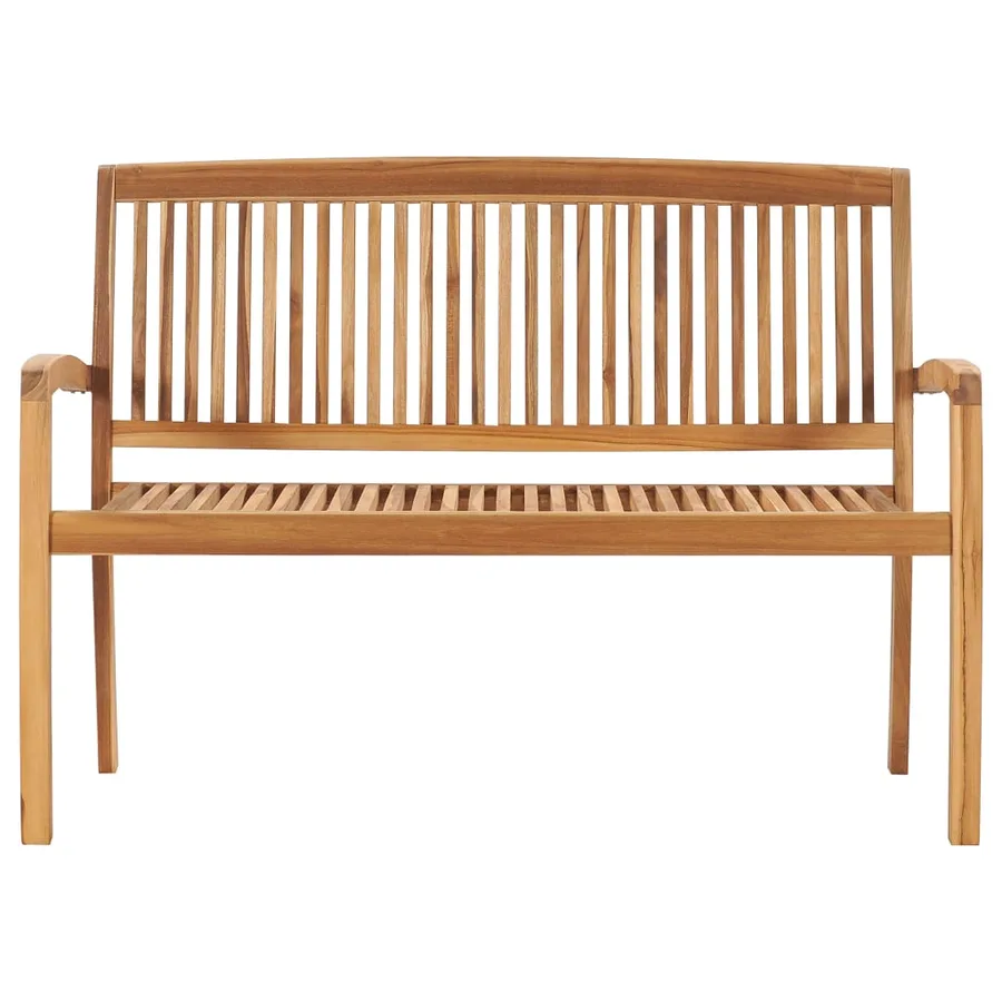 Banc de jardin empilable et coussin 128,5cm Bois de teck massif - 3