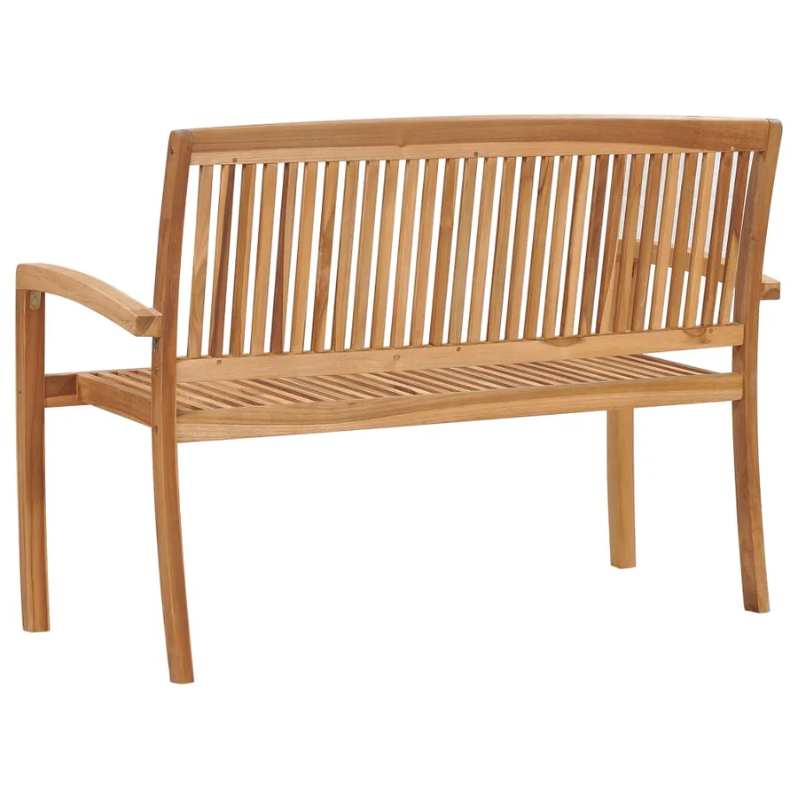 Stackable garden bench and cushion 128.5 cm Solid teak wood - 5