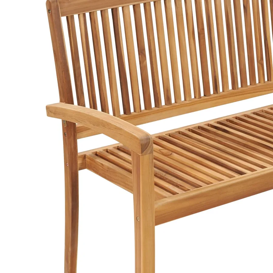 Banc de jardin empilable et coussin 128,5cm Bois de teck massif - 6