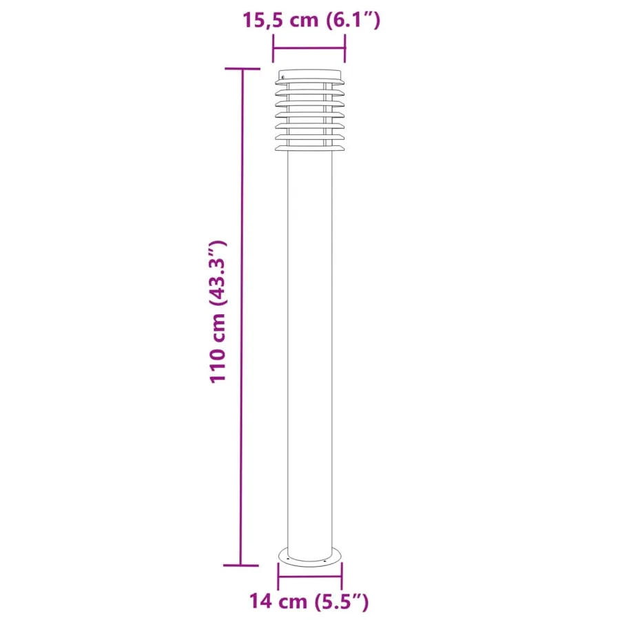 Lampadaires d'extérieur 3 pcs argenté 110 cm acier inoxydable - 7