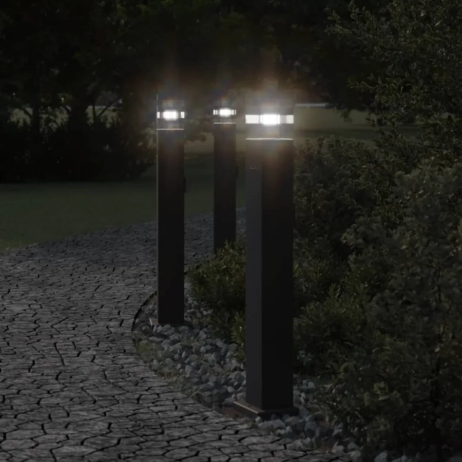 Lampadaire d'extérieur avec sortie noir 80 cm aluminium
