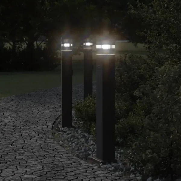 Lampadaire d'extérieur avec sortie noir 80 cm aluminium