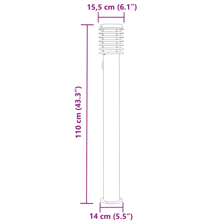 Lampadaires d'extérieur et sortie 3pcs argenté acier inoxydable - 7