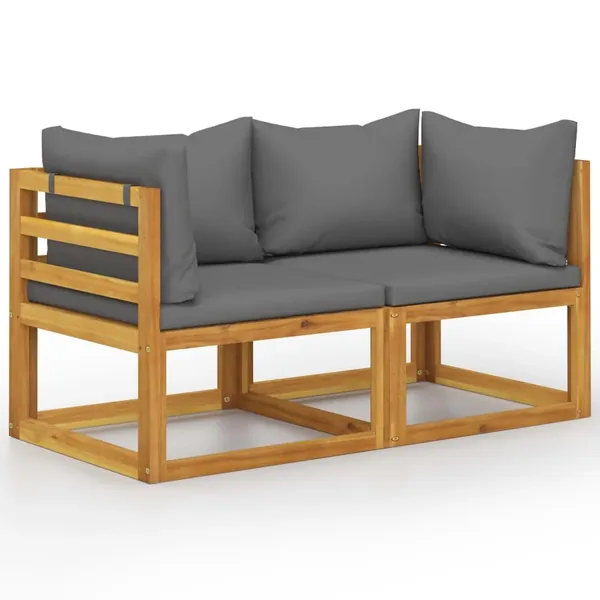 2-seater garden bench with cushions dark grey