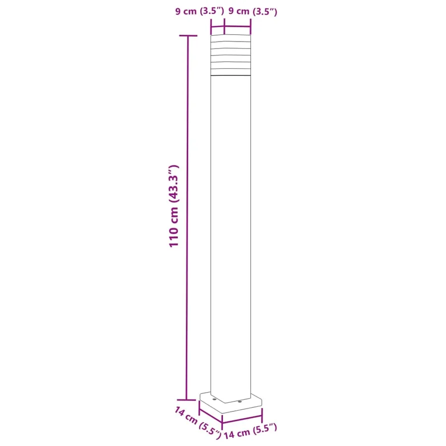 Lampadaire d'extérieur noir 110 cm aluminium - 7