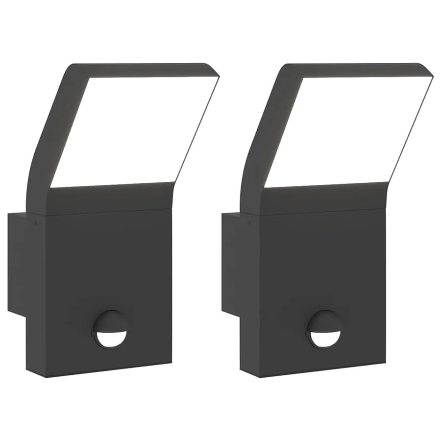 Appliques murales LED d'extérieur avec capteurs 2 pcs noir - 2