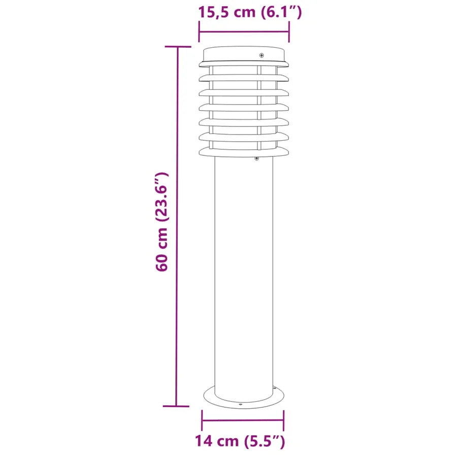 Lampadaires d'extérieur 3 pcs noir 60 cm acier inoxydable - 7