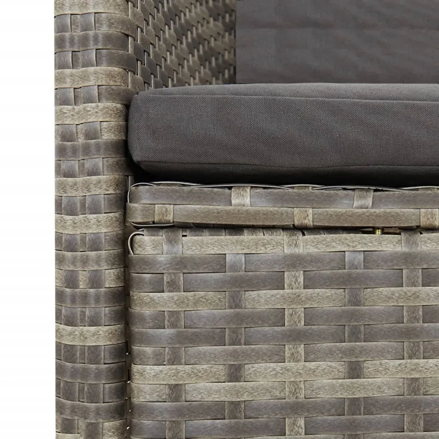 Ensemble à manger de jardin 11pcs avec coussins gris poly rotin - 6