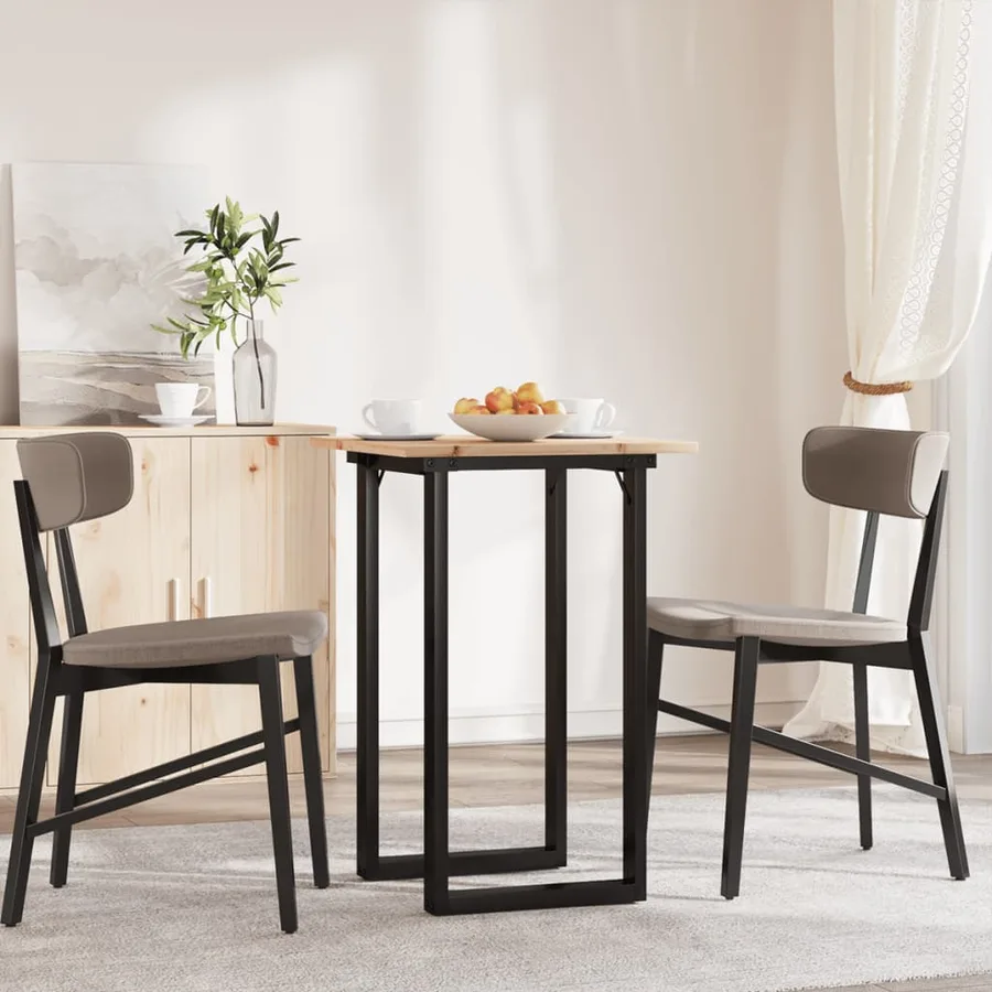 Table à manger cadre en O 50x50x75 cm bois de pin massif acier - 3