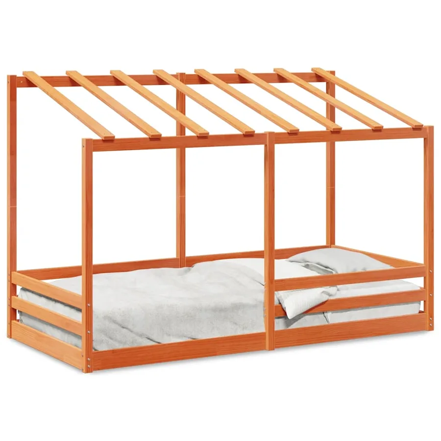 Lit pour enfants sans matelas cire marron 100x200 cm pin massif - 2