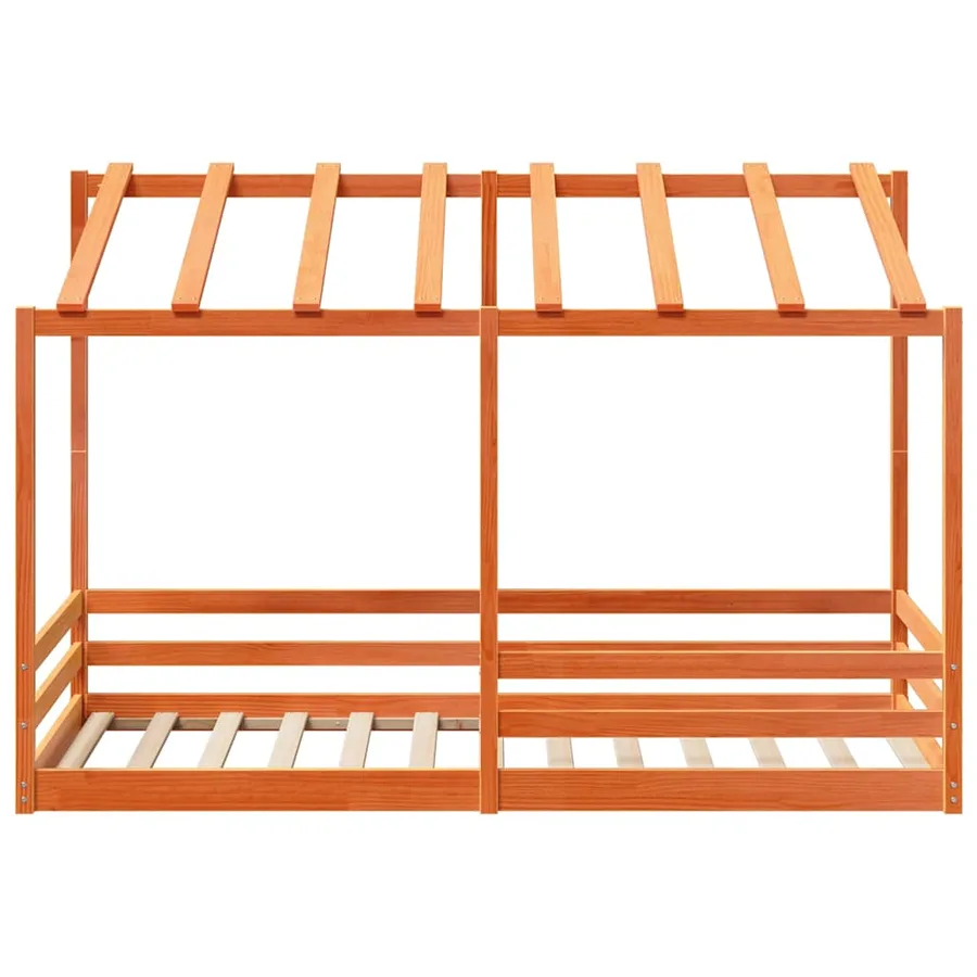 Lit pour enfants sans matelas cire marron 100x200 cm pin massif - 4