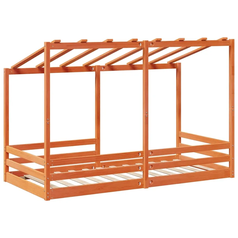 Lit pour enfants sans matelas cire marron 100x200 cm pin massif - 6