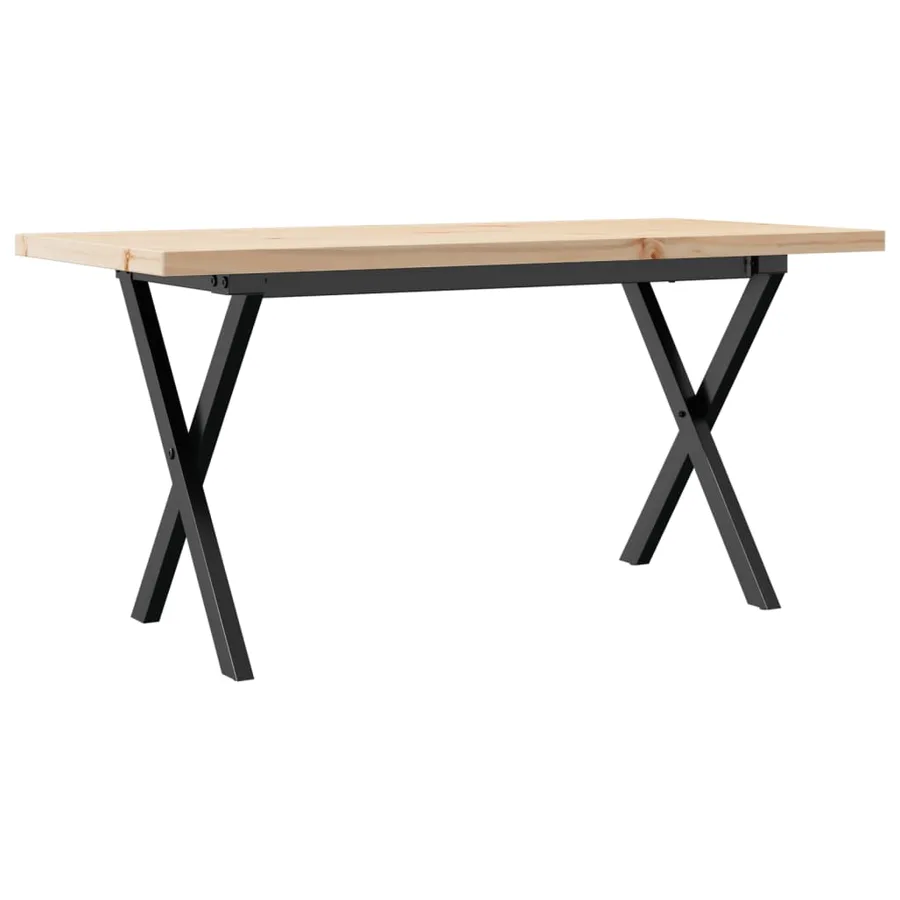 Table basse cadre en X 90x40x45,5cm bois de pin massif et acier - 2