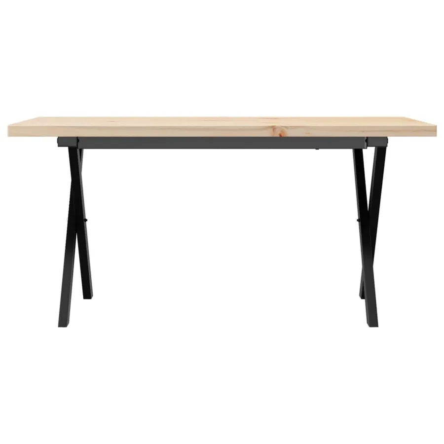 Table basse cadre en X 90x40x45,5cm bois de pin massif et acier - 4
