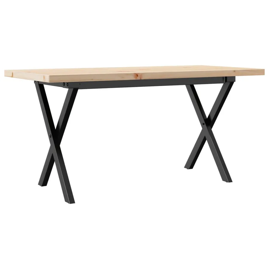 Table basse cadre en X 90x40x45,5cm bois de pin massif et acier - 6