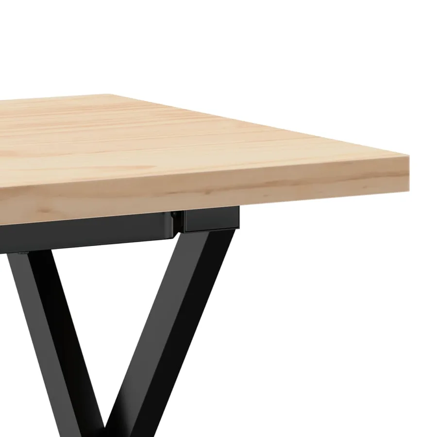 Table basse cadre en X 90x40x45,5cm bois de pin massif et acier - 7