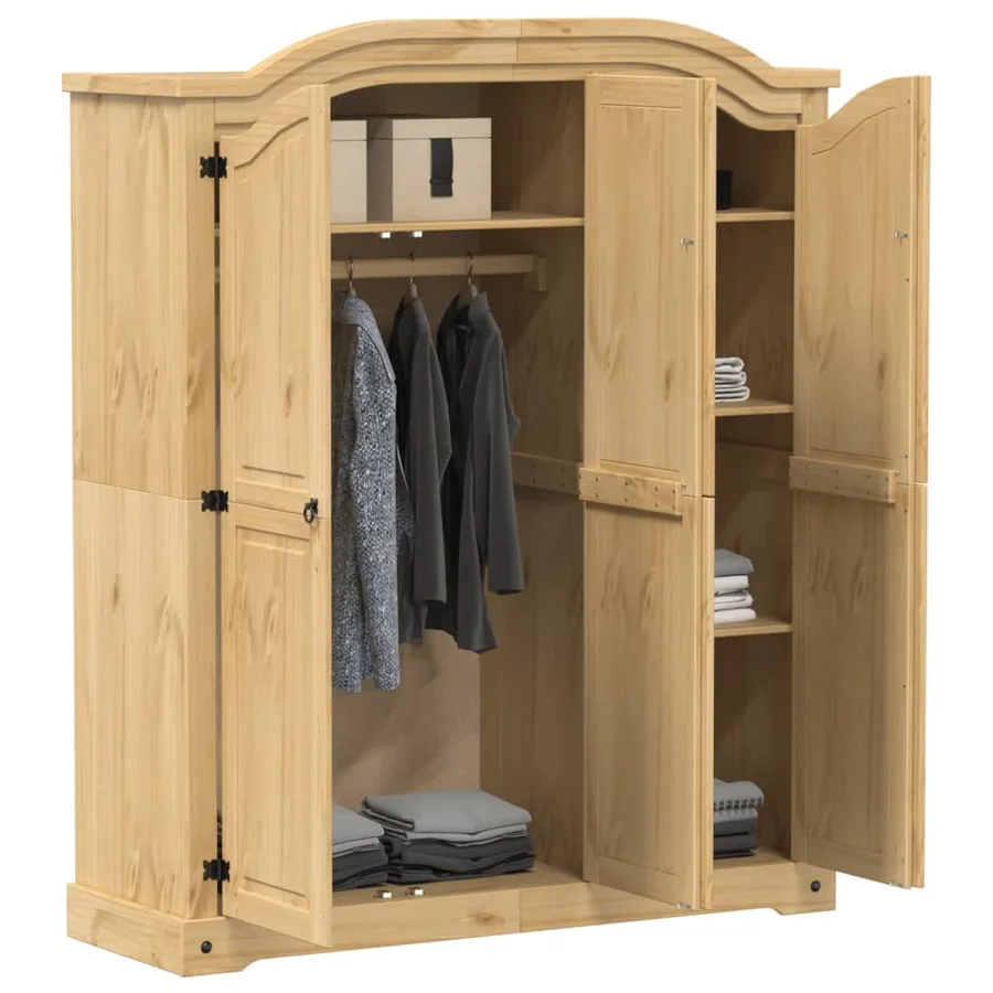 Garde-robe Corona 151,5x52x186 cm bois de pin massif - 3