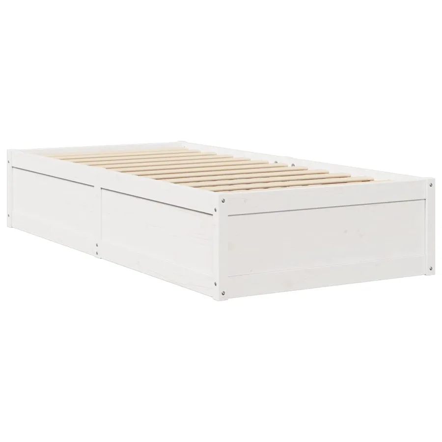 Lit avec matelas blanc 90x200 cm bois massif de pin - 4