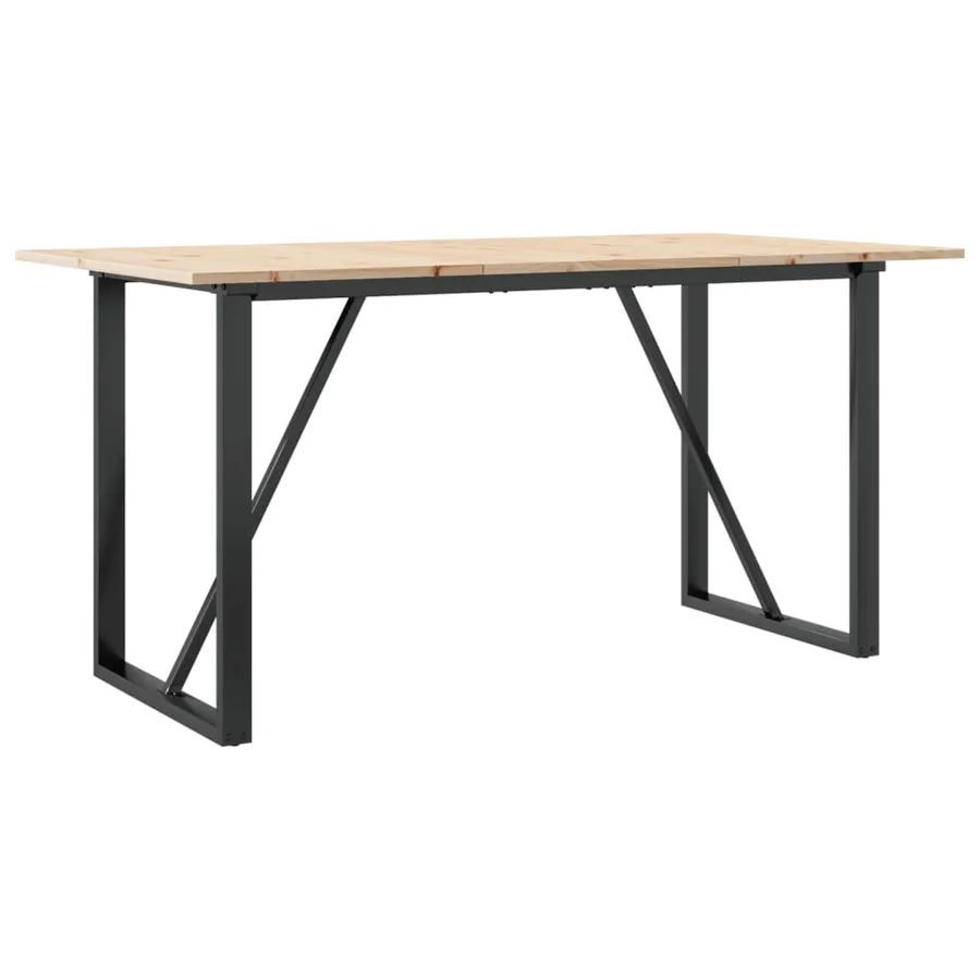 Table à manger cadre en O 140x80x75 cm bois de pin massif acier - 2