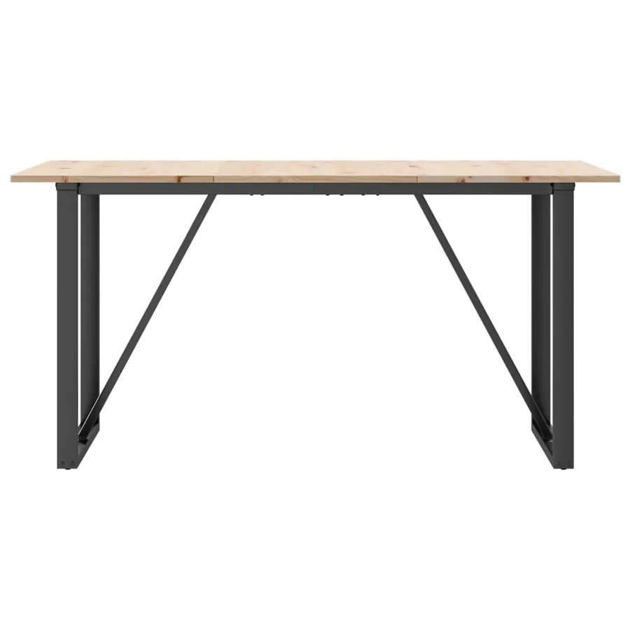 Table à manger cadre en O 140x80x75 cm bois de pin massif acier - 4