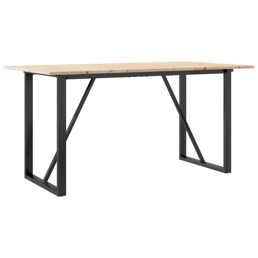 Table à manger cadre en O 140x80x75 cm bois de pin massif acier - 6