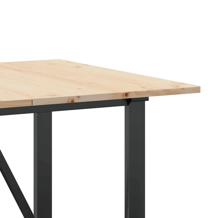 Table à manger cadre en O 140x80x75 cm bois de pin massif acier - 7