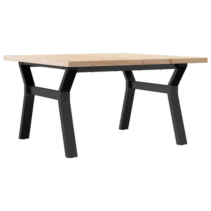Table basse cadre en Y 80x80x45,5cm bois de pin massif et acier - 2