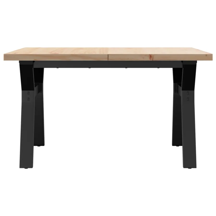 Table basse cadre en Y 80x80x45,5cm bois de pin massif et acier - 4