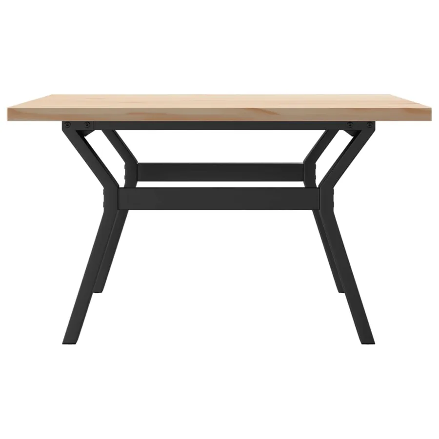 Table basse cadre en Y 80x80x45,5cm bois de pin massif et acier - 5
