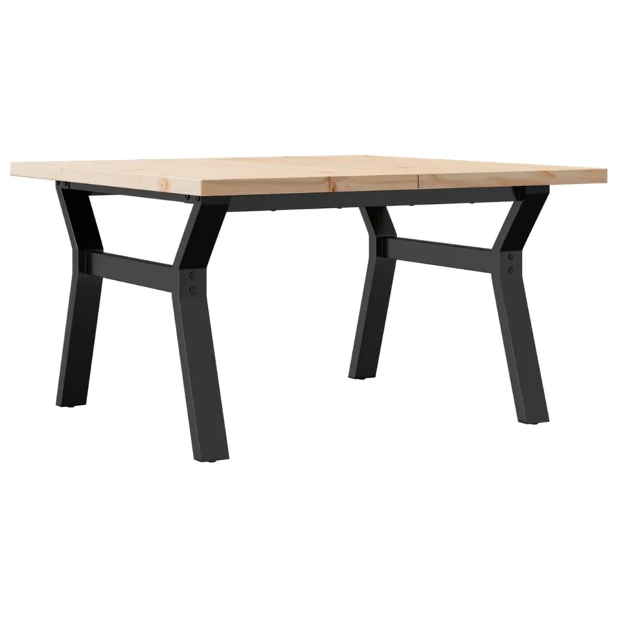 Table basse cadre en Y 80x80x45,5cm bois de pin massif et acier - 6