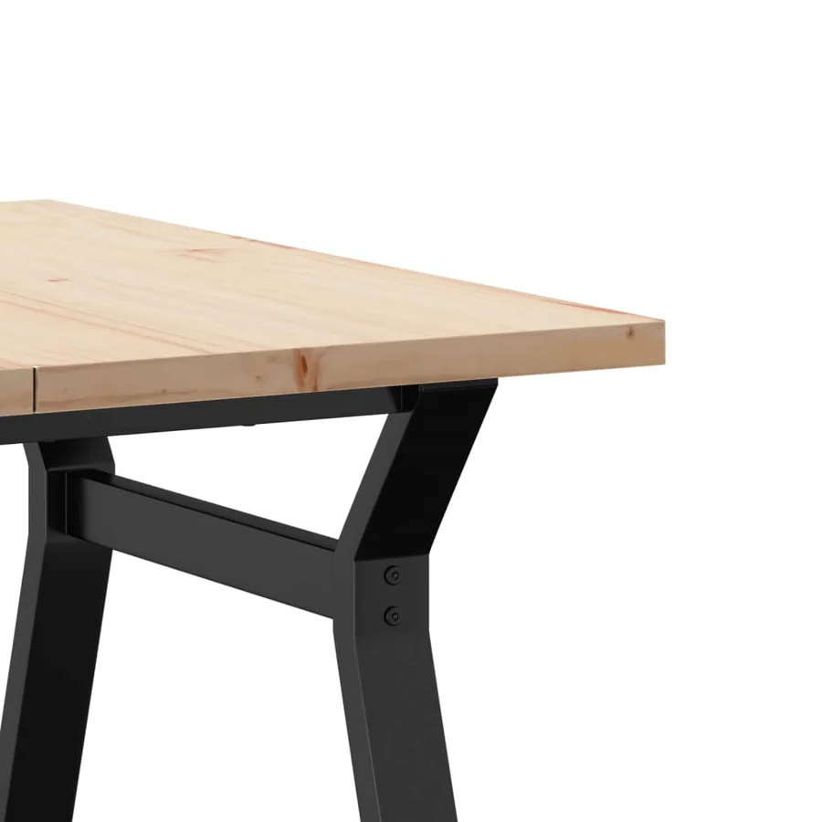 Table basse cadre en Y 80x80x45,5cm bois de pin massif et acier - 7