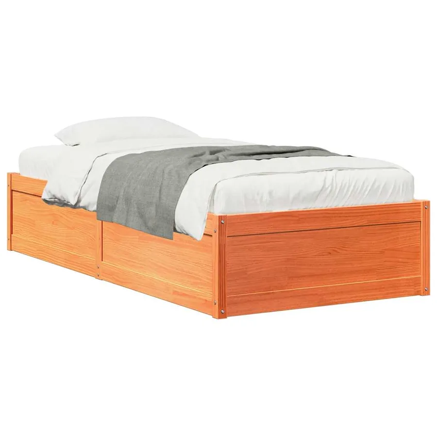Cadre de lit sans matelas cire marron 75x190 cm bois pin massif - 2