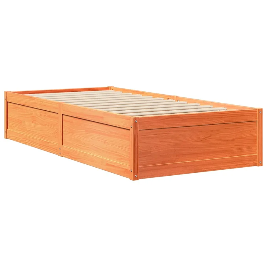 Cadre de lit sans matelas cire marron 75x190 cm bois pin massif - 3