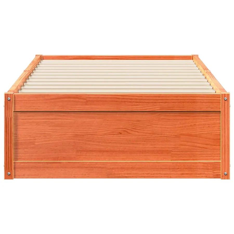 Cadre de lit sans matelas cire marron 75x190 cm bois pin massif - 4