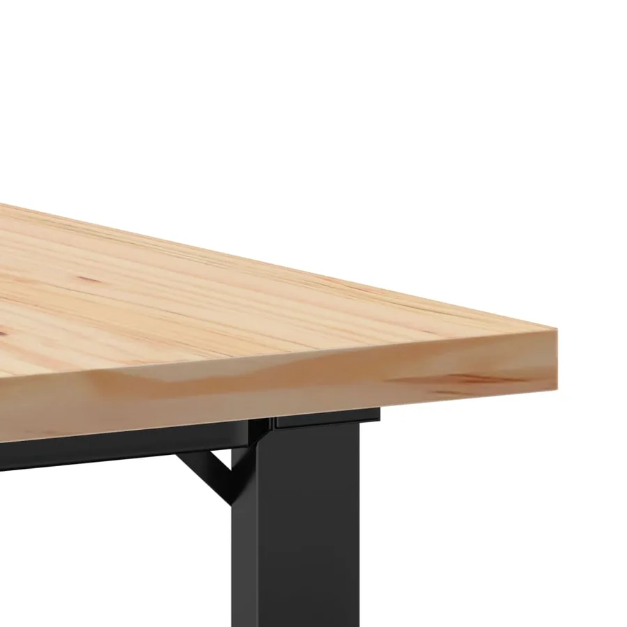 Table basse cadre en O 90x90x45,5cm bois de pin massif et acier - 7