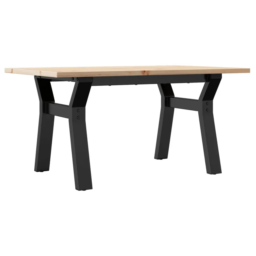 Table basse cadre en Y 80x50x40 cm bois de pin massif et acier - 2