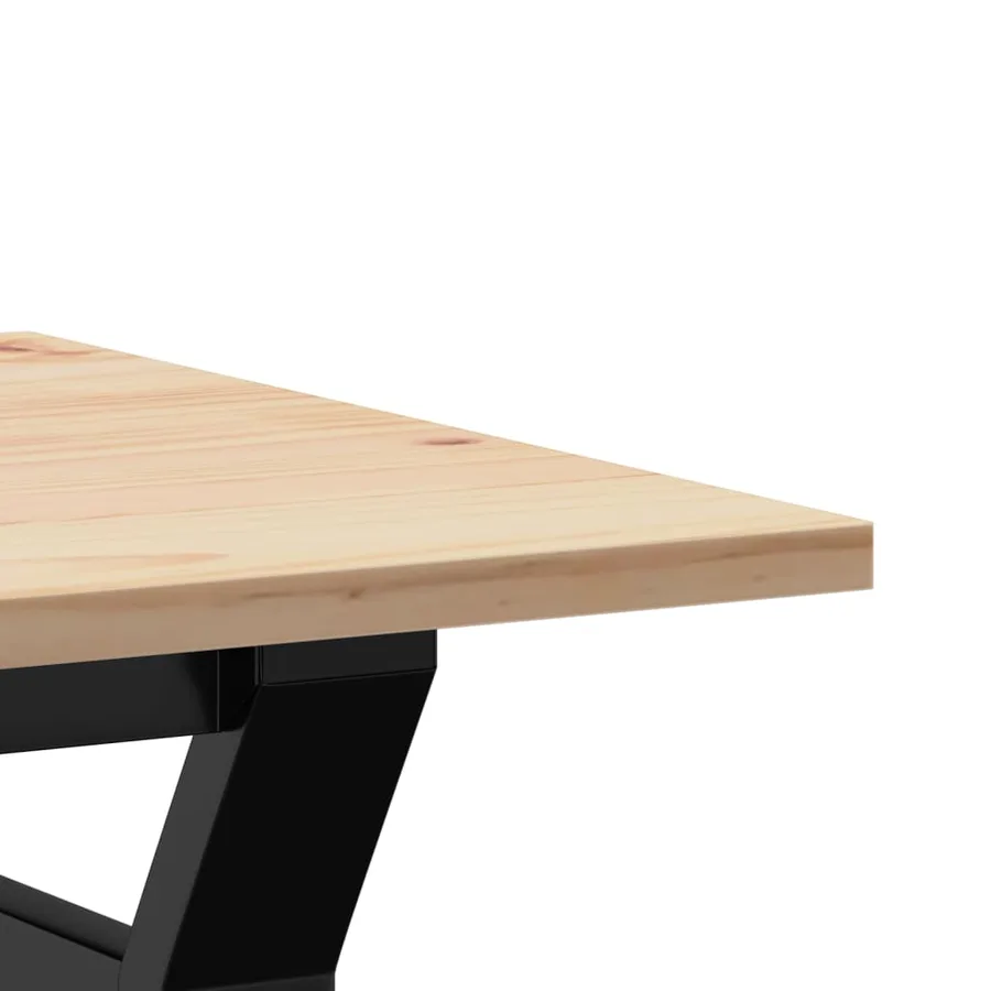 Table basse cadre en Y 80x50x40 cm bois de pin massif et acier - 7