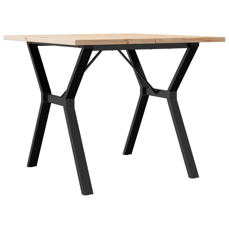 Table à manger cadre en Y 90x90x75,5cm bois de pin massif acier - 2