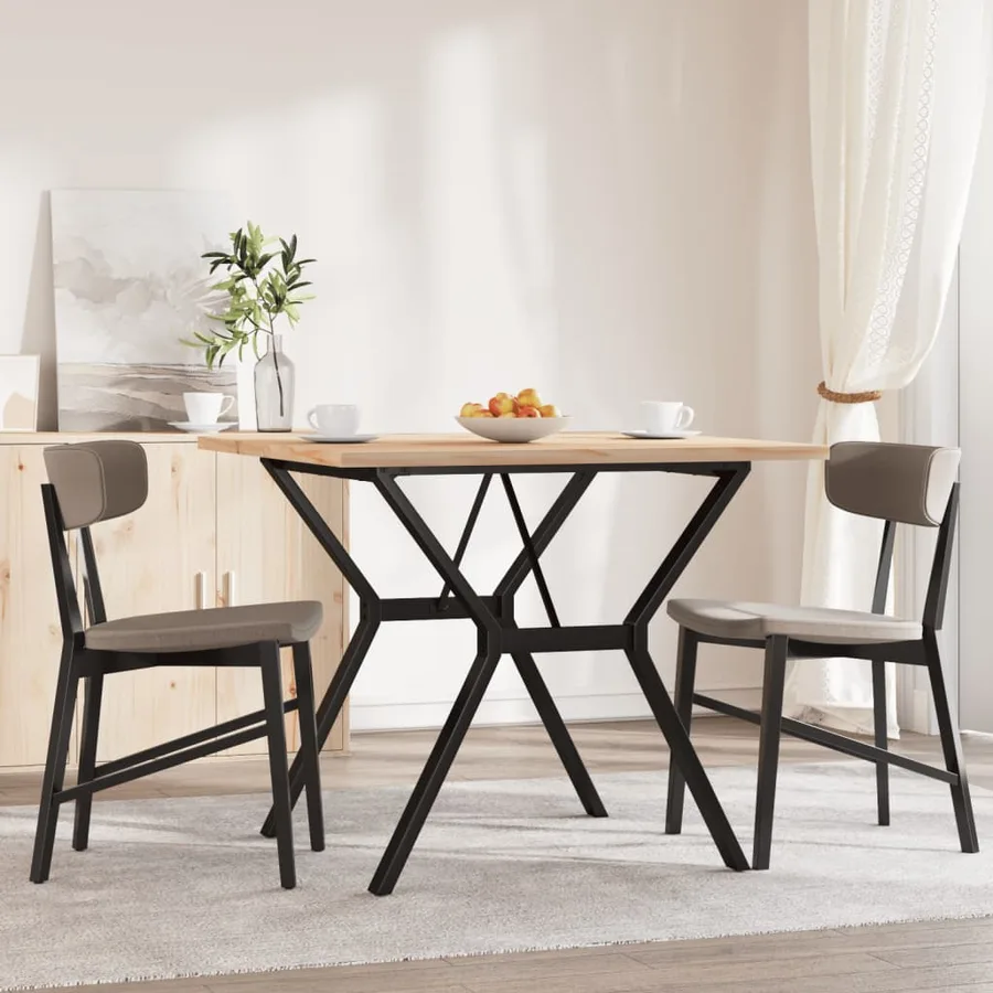 Table à manger cadre en Y 90x90x75,5cm bois de pin massif acier - 3
