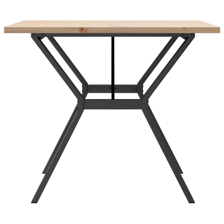 Table à manger cadre en Y 90x90x75,5cm bois de pin massif acier - 5