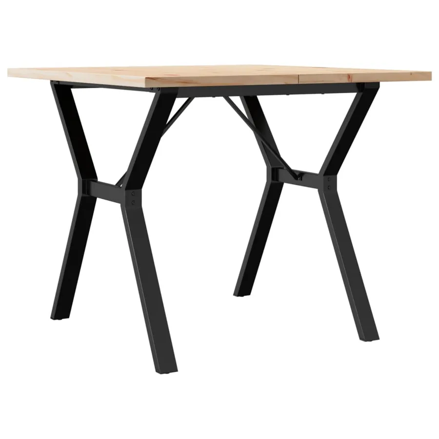 Table à manger cadre en Y 90x90x75,5cm bois de pin massif acier - 6