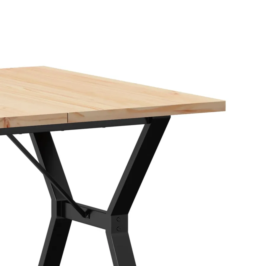 Table à manger cadre en Y 90x90x75,5cm bois de pin massif acier - 7