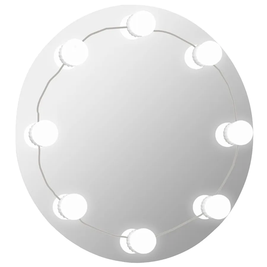 Miroir mural sans cadre avec lampes LED Rond Verre - 2