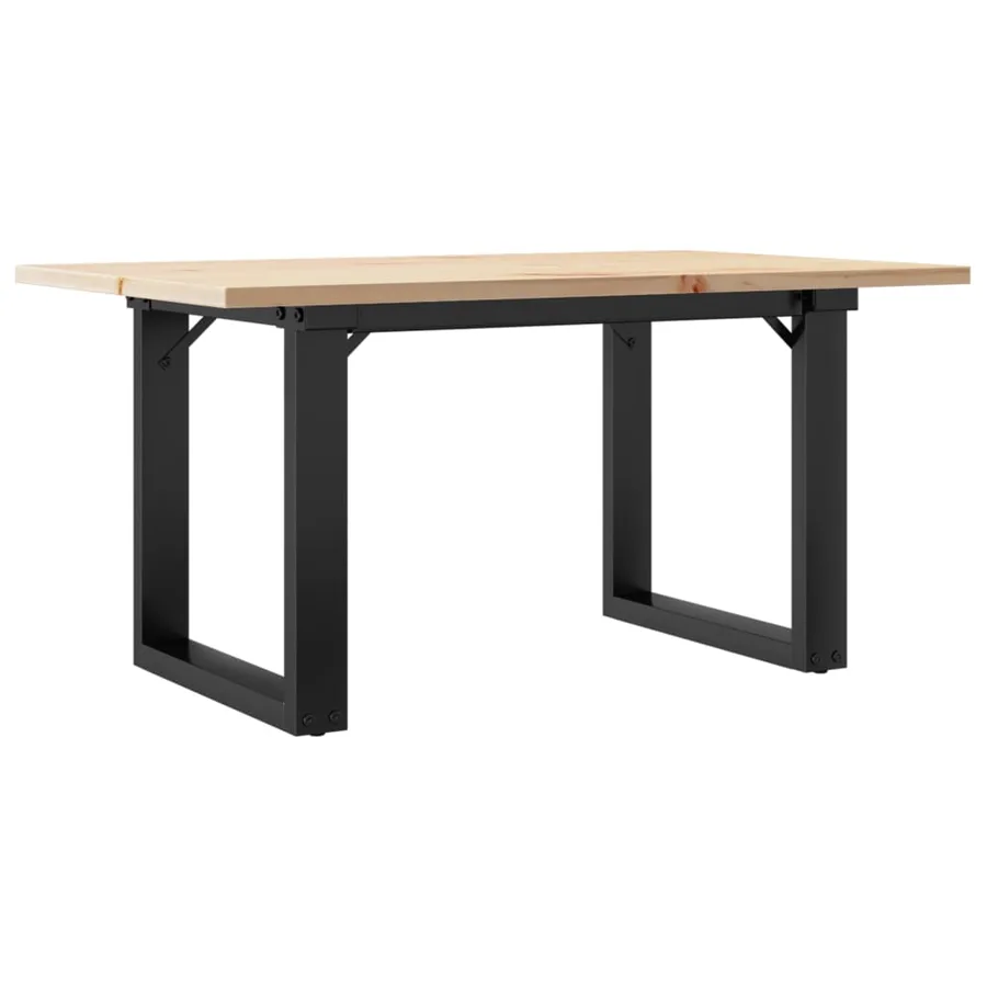 Table basse cadre en O 80x50x40 cm bois de pin massif et acier - 2