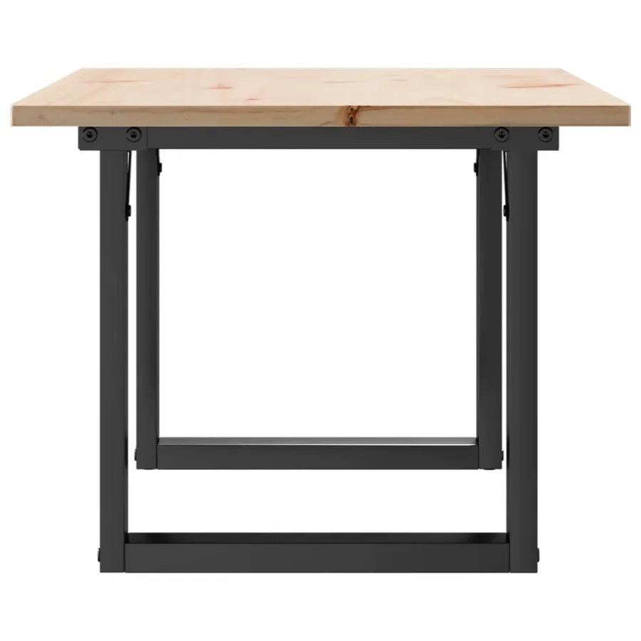 Table basse cadre en O 80x50x40 cm bois de pin massif et acier - 5